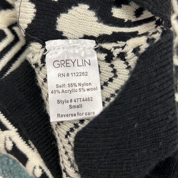 GREYLIN “Graphic Blocked” Black & Ivory Textured Sweater (Size Small) - Picture 4 of 5